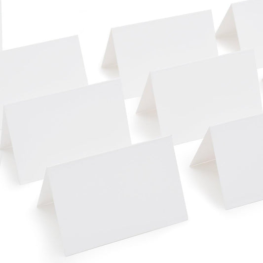 AZAZA 50 Pcs White Blank Place Cards - Textured Table Tent Cards Seating Place Cards for Weddings Banquets Dinner Parties 2.5" x 3.75"