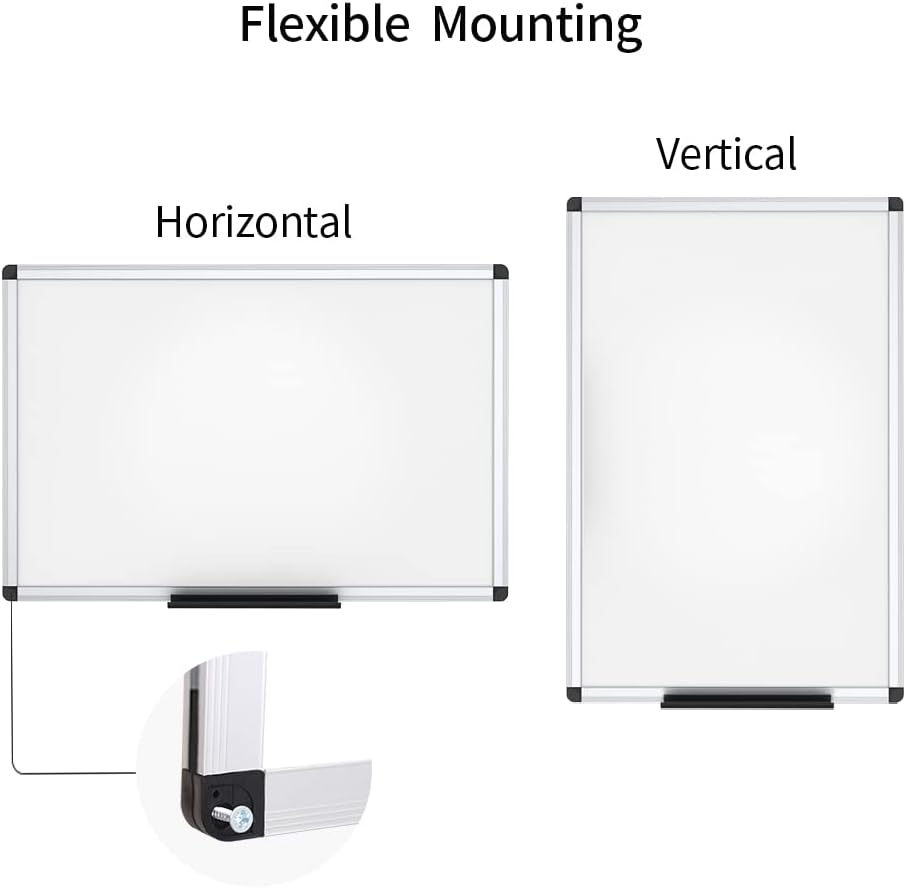 VIZ-PRO Magnetic Whiteboard, 36 x 24 Inches, Dry Erase Board for Wall