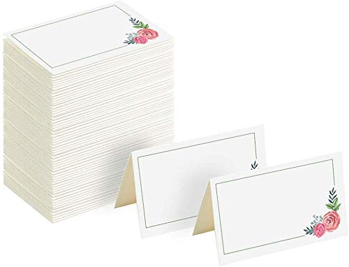 120Pcs Premium Place Cards, Small Table Cards with Gold Foil Border, 2" x 3.5" Tent Card, Escort Cards, Name Card, Wedding Place Cards for Wedding, Table, Dinner Parties, Seating Card