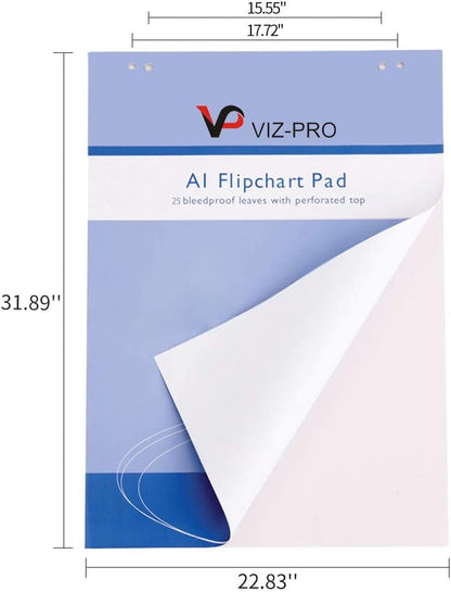VIZ-PRO Standard Easel Pads, A1 Flipchart Paper Pad, 23 x 32 Inches, 25-Sheets/Pad