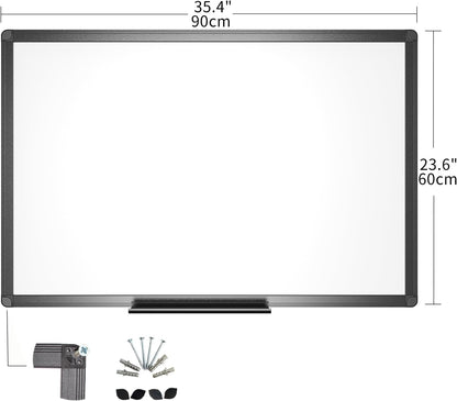 VIZ-PRO Magnetic Dry Erase White Board, 36 X 24 Inches, Black Aluminium Frame