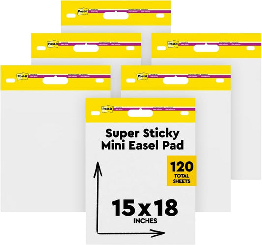 Post-it Super Sticky Mini Easel Pad, 15 x 18 in, White, 6 Pads
