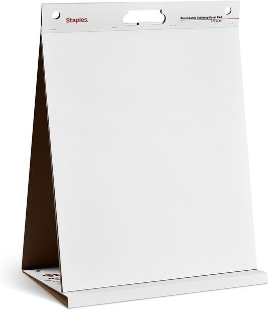 Staples Stickies Tabletop Easel Pad, 20x23 Inch, White, 20 Sheets