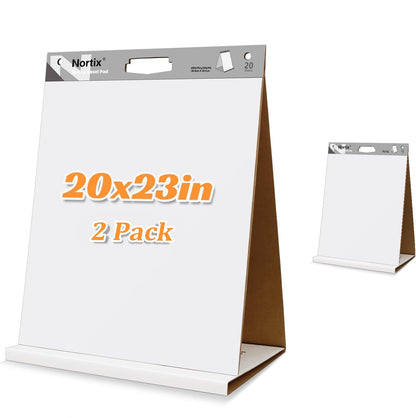 Nortix Sticky Easel Pad, Flip Chart Paper, Easer Paper, Upgraded Versatile Tabletop Sticky Easel Pad with Dry Erase Surface for Meeting/Training/Doodling, 20x23 Inches, 20 Sheets/Pad, 4 Pads