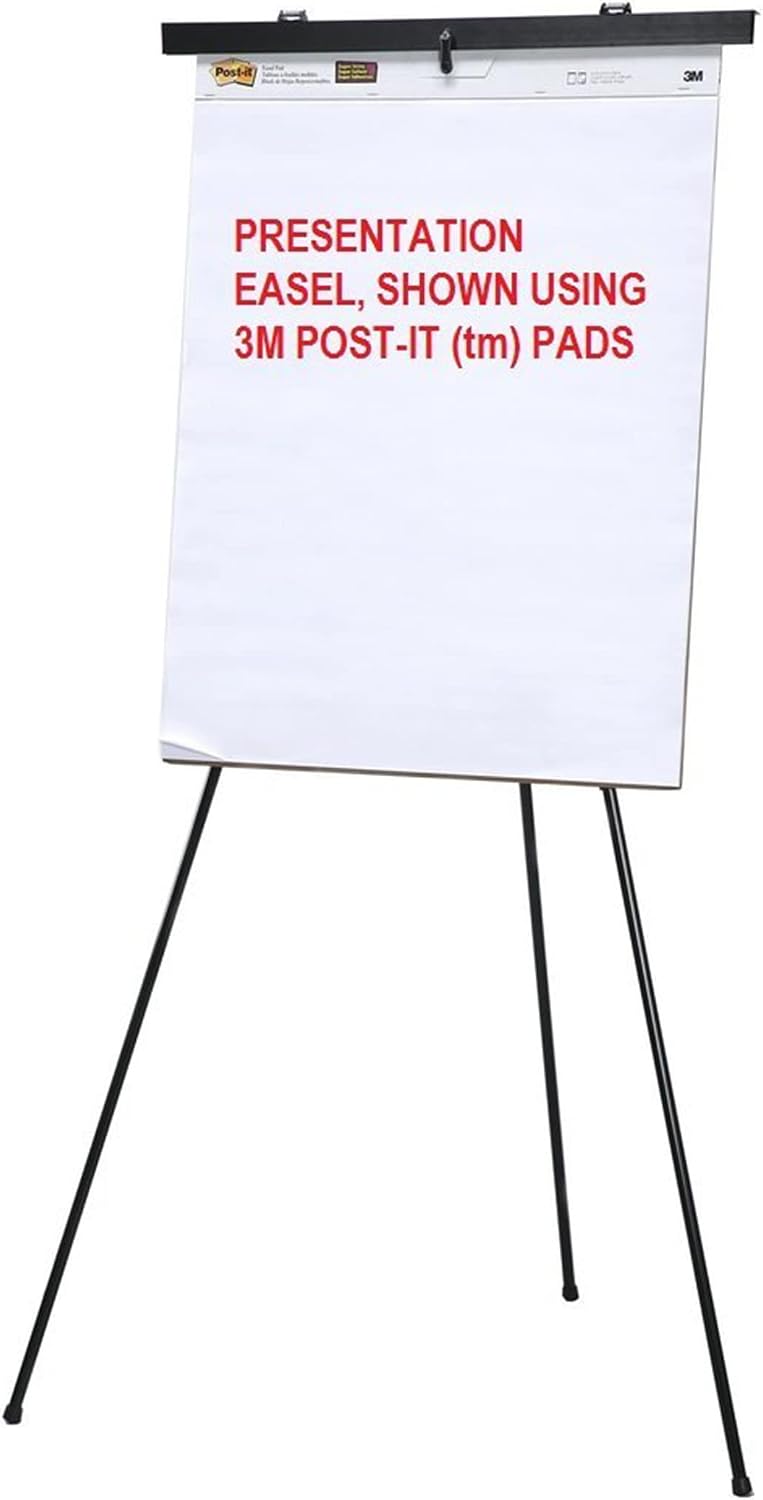 Audio-Visual Direct Adjustable Aluminum Flip-Chart Easel, 37"-70", Black