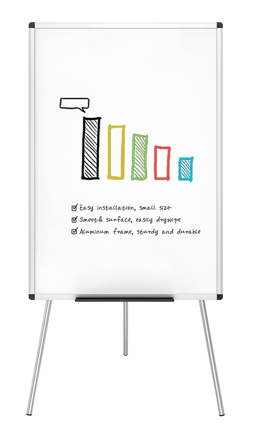 VIZ-PRO Whiteboard Easel, 36 x 24 Inches, Portable Stand Dry Erase Board