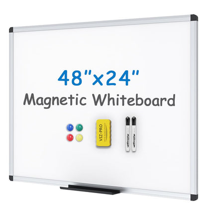 VIZ-PRO Magnetic Dry Erase Whiteboard, 48 x 36 Inches, Foldable