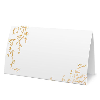 Golden Leaf Food Tent Labels - 25 Pack Wedding & Banquet Table Cards - Perfect for Place Cards, Buffet Food Labels (FZ-a07)