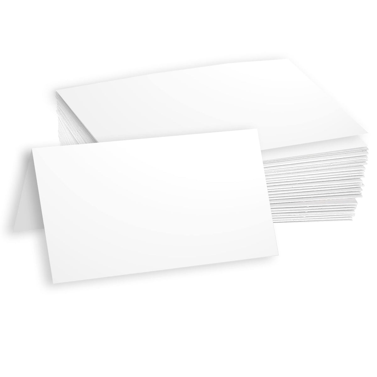 Hamilco White 80lb Cover Heavy 3.5x11 Tent Place Cards for Weddings (100PK)