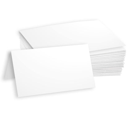 Hamilco White 80lb Cover Heavy 3.5x11 Tent Place Cards for Weddings (100PK)
