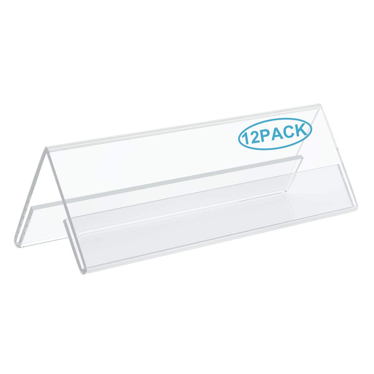 AITEE 12 Pack Acrylic Name Plates L-Shaped Display Holder for Office Desks