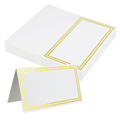 Premium Place Cards, 2x3.5" Double Gold Foil Border Tent Cards