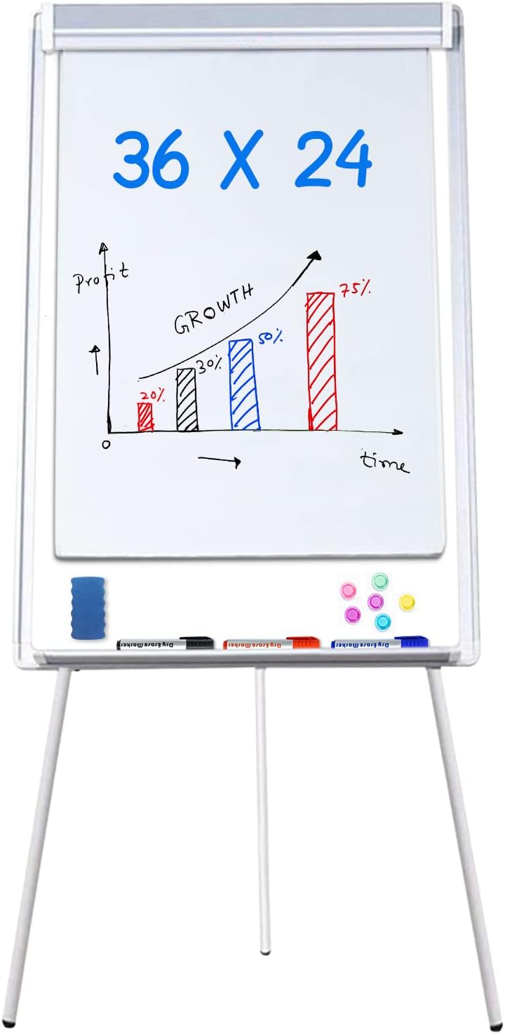 Maxtek Easel Whiteboard 36 x 24 in, Stand Tripod with Height Adjustable