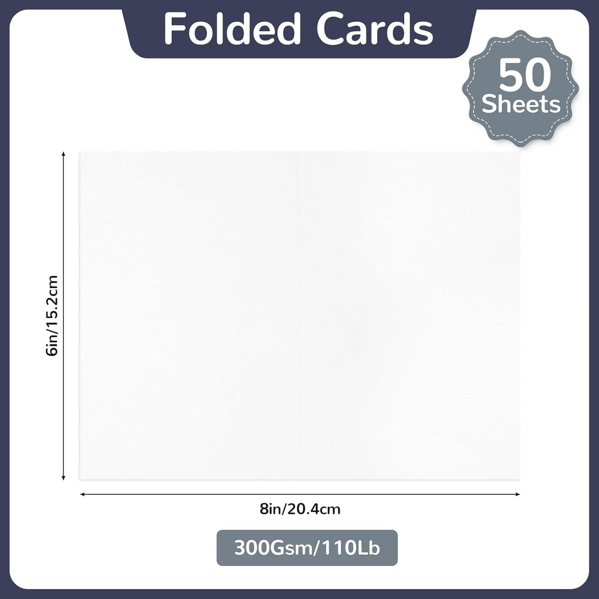 50 Pcs White 4" x 6" Folded Place Card Blank Note Tent Card 110lb/300gsm