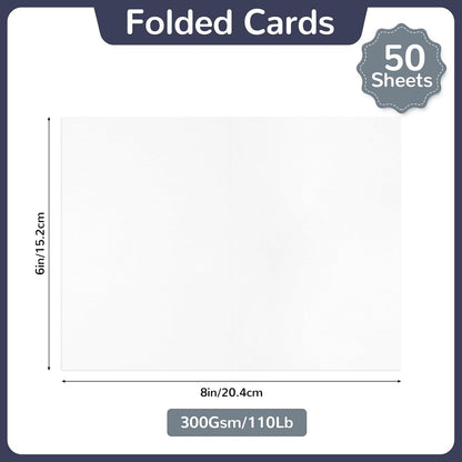 50 Pcs White 4" x 6" Folded Place Card Blank Note Tent Card 110lb/300gsm