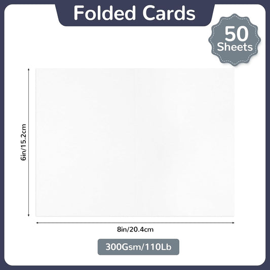 50 Pcs White 4" x 6" Folded Place Card Blank Note Tent Card 110lb/300gsm