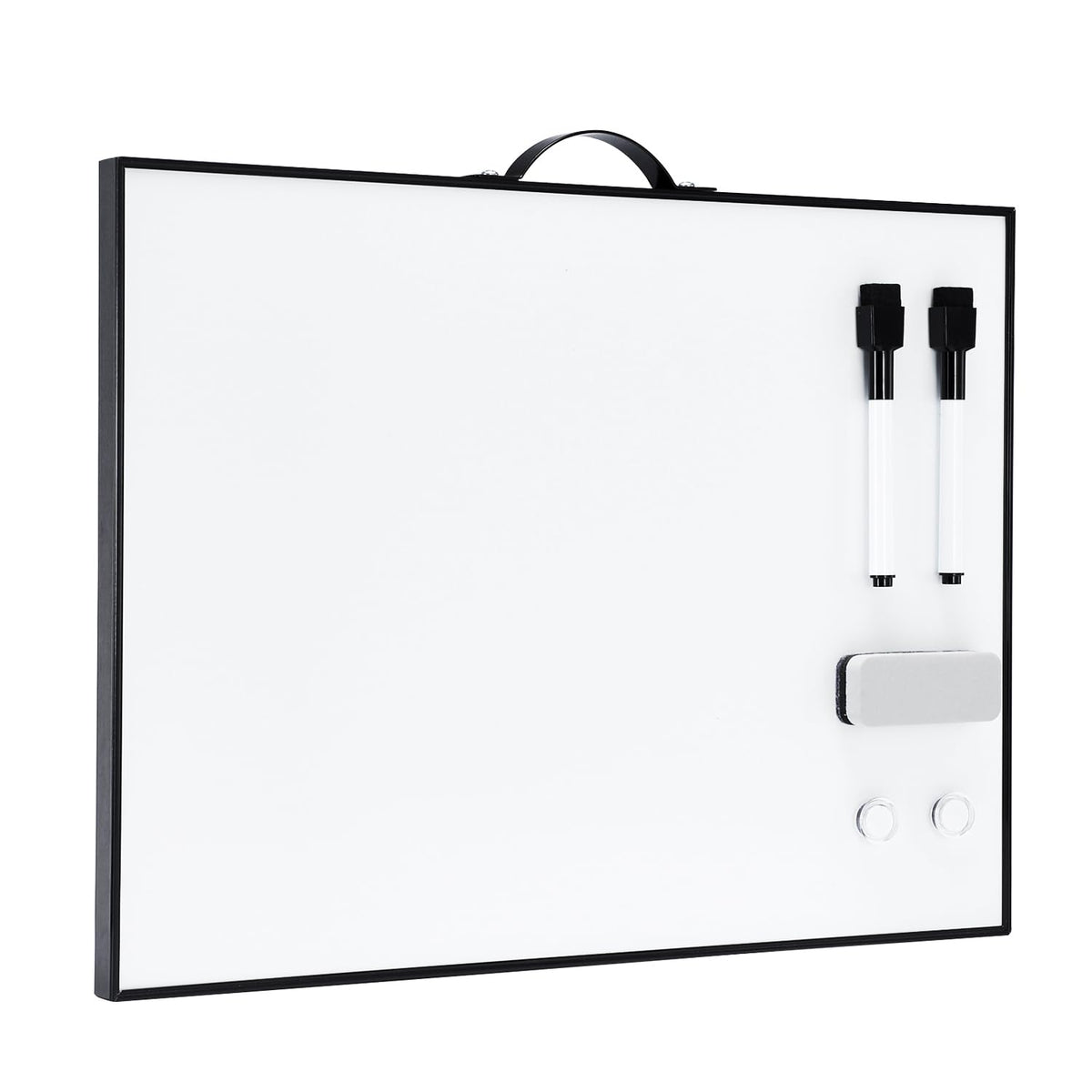 TSJ OFFICE Small White Board - 16" X 12" Portable Black Aluminum Framed Whiteboard, Magnetic Dry Erase Board with a Handle, to Do List Notepad for Office, Home, School