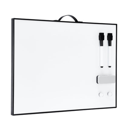 TSJ OFFICE Small White Board - 16" X 12" Portable Black Aluminum Framed Whiteboard, Magnetic Dry Erase Board with a Handle, to Do List Notepad for Office, Home, School