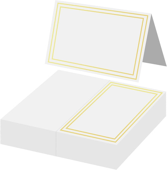 50 Pcs Premium Place Cards,2"×3.5"Table Place Cards with Gold Foil Border