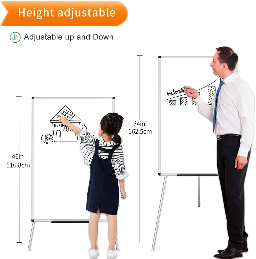 VIZ-PRO Whiteboard Easel, 36 x 24 Inches, Portable Stand Dry Erase Board