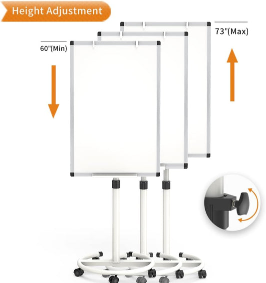 VIZ-PRO ECO Magnetic Mobile Whiteboard, 36 X 24 Inches, Easel Flipchart Stand Rolling Dry Erase Board with Paper Pads