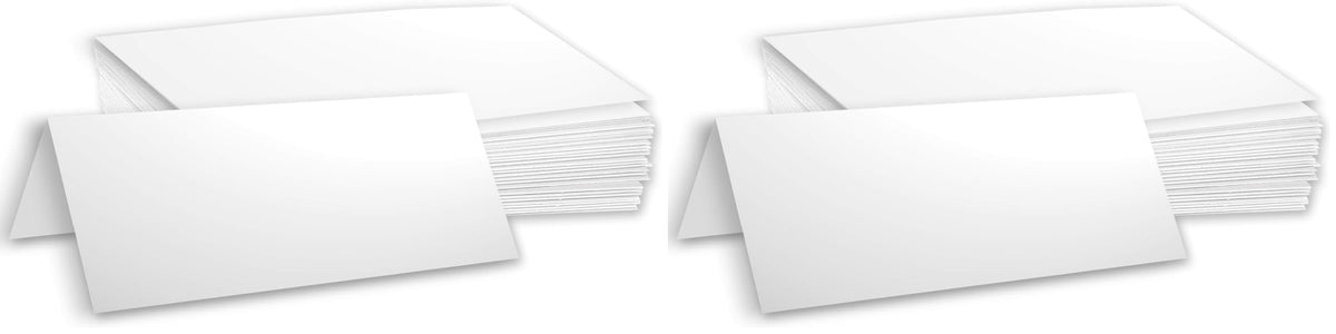 Hamilco White 80lb Cover Heavy 3.5x11 Tent Place Cards for Weddings (100PK)