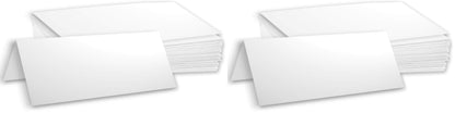 Hamilco White 80lb Cover Heavy 3.5x11 Tent Place Cards for Weddings (100PK)