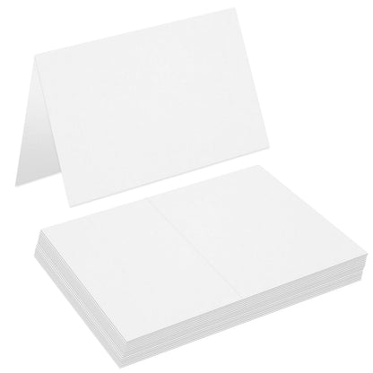 50 Pcs White 4" x 6" Folded Place Card Blank Note Tent Card 110lb/300gsm
