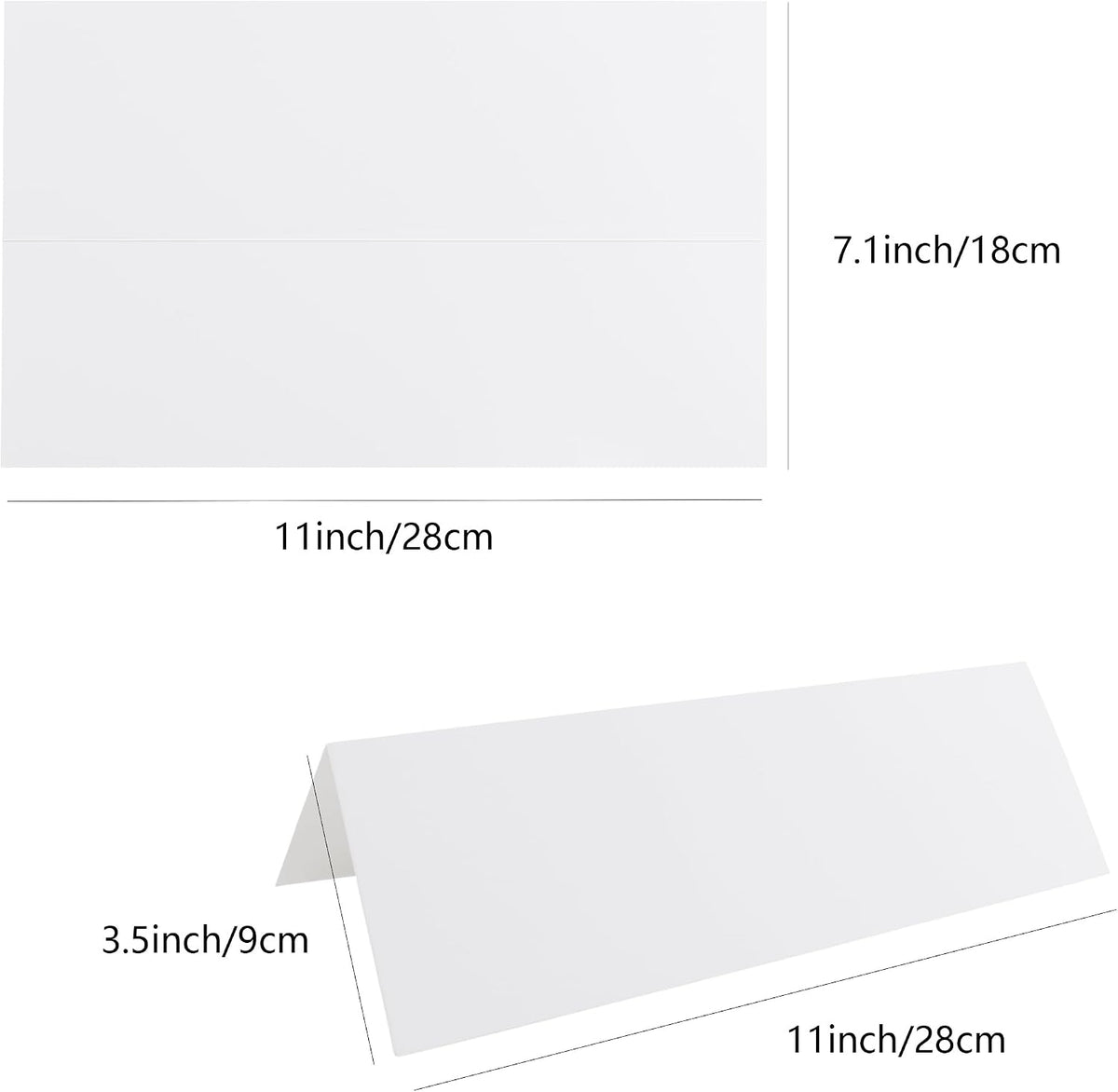 30Pack Blank Tent Cards, Large 3-1/2" x 11" Folded Name Place Cards for Table Setting, Wedding, Party, 7" x 11" Folds to 3-1/2" x 11"