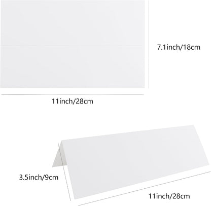 30Pack Blank Tent Cards, Large 3-1/2" x 11" Folded Name Place Cards for Table Setting, Wedding, Party, 7" x 11" Folds to 3-1/2" x 11"