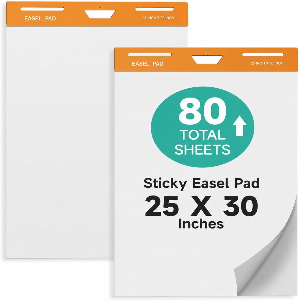 40 Sheets/Pad 25 x 30 Inches Large Self Stick Flip Chart Paper, 2 Pads/Pack