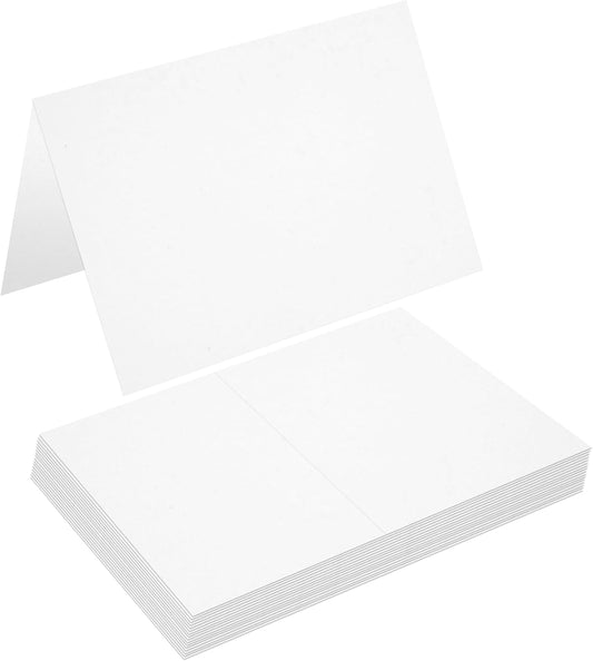 50 Pcs White 4" x 6" Folded Place Card Blank Note Tent Card 110lb/300gsm