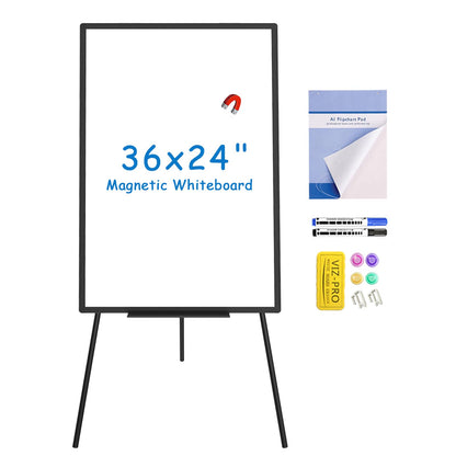 VIZ-PRO Magnetic Whiteboard Easel, 36 x 24 Inches, Portable Dry Erase Board