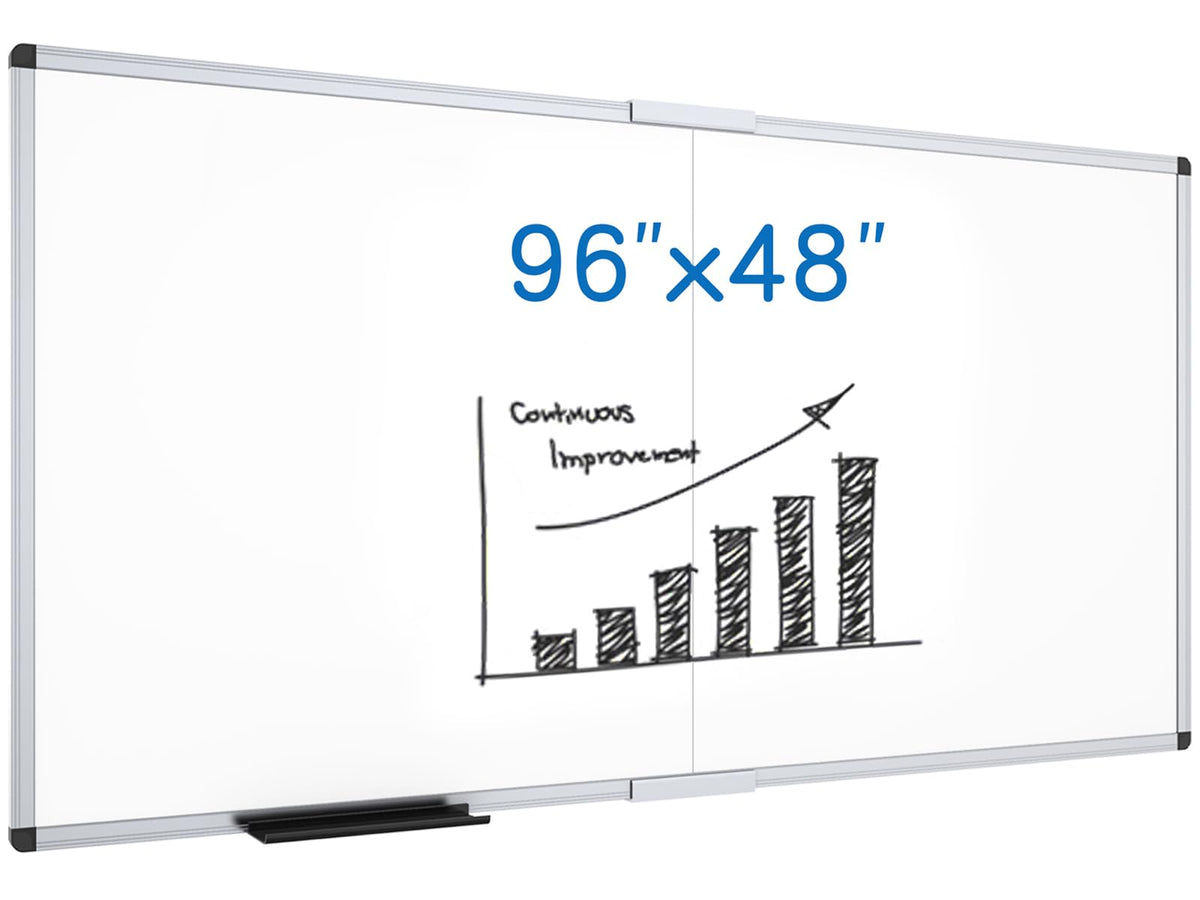 VIZ-PRO Dry Erase Board/Magnetic White Board, 48 X 32 Inches, Silver Aluminium Frame