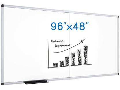 VIZ-PRO Dry Erase Board/Magnetic White Board, 48 X 32 Inches, Silver Aluminium Frame
