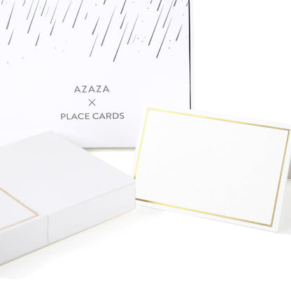 AZAZA 50 Pcs White Blank Place Cards - Textured Table Tent Cards Seating Place Cards for Weddings Banquets Dinner Parties 2.5" x 3.75"