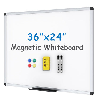 VIZ-PRO Magnetic Whiteboard, 36 x 24 Inches, Dry Erase Board for Wall