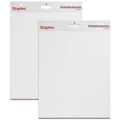 Staples Stickies Tabletop Easel Pad, 20x23 Inch, White, 20 Sheets