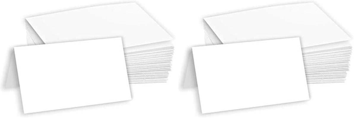 Hamilco White 80lb Cover Heavy 3.5x11 Tent Place Cards for Weddings (100PK)