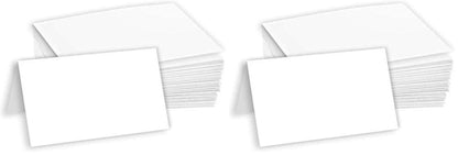 Hamilco White 80lb Cover Heavy 3.5x11 Tent Place Cards for Weddings (100PK)