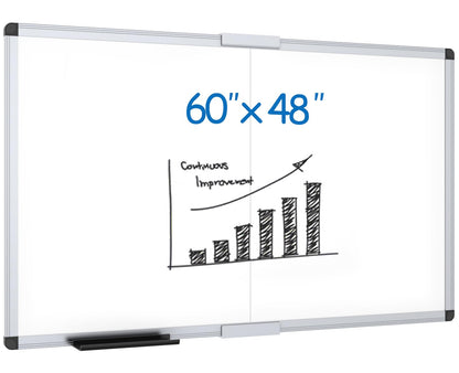 VIZ-PRO Dry Erase Board/Magnetic White Board, 48 X 32 Inches, Silver Aluminium Frame
