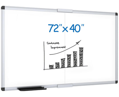 VIZ-PRO Dry Erase Board/Magnetic White Board, 48 X 32 Inches, Silver Aluminium Frame