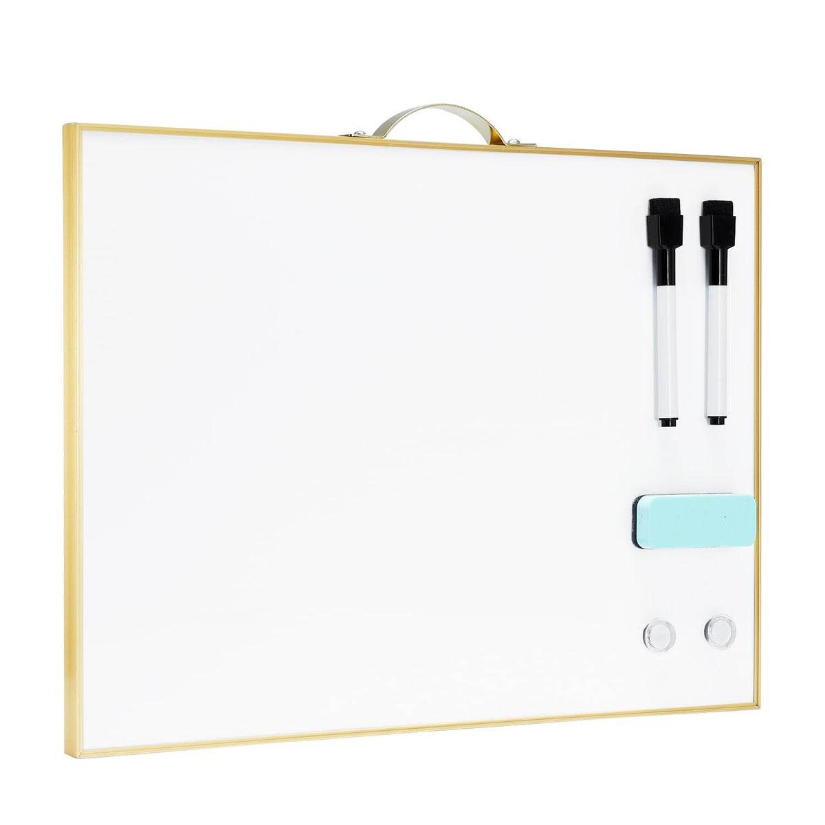 TSJ OFFICE Small White Board - 16" X 12" Portable Black Aluminum Framed Whiteboard, Magnetic Dry Erase Board with a Handle, to Do List Notepad for Office, Home, School