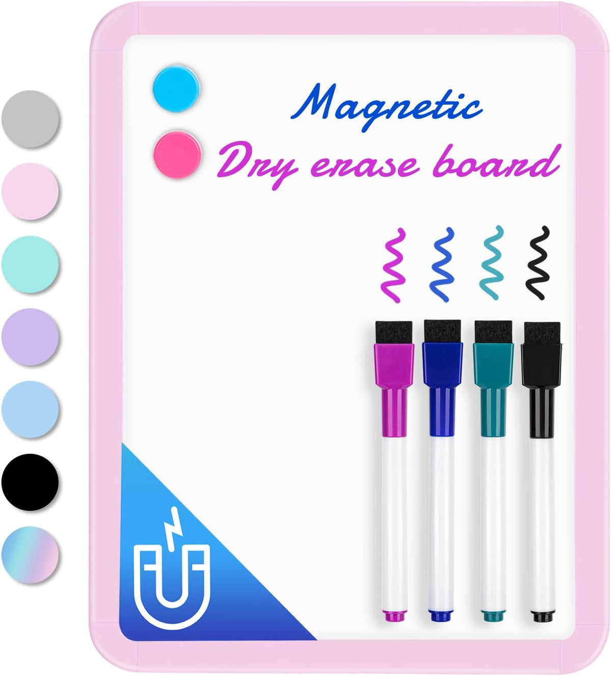 VUSIGN Magnetic Dry Erase Board, 8.5 x 11 Inches White Board, Pink