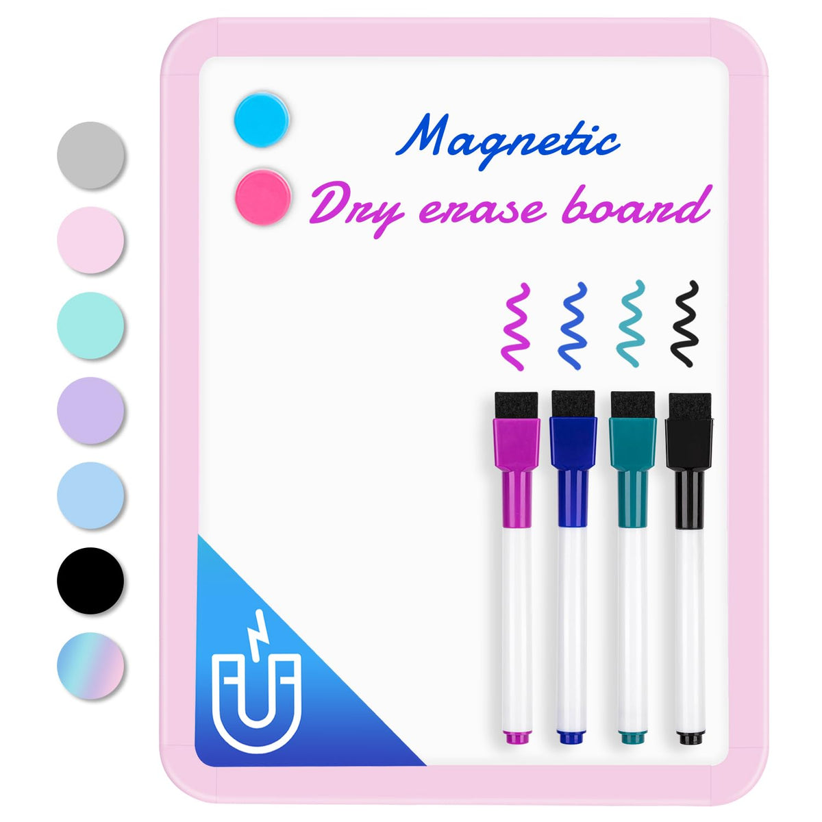 VUSIGN Magnetic Dry Erase Board, 8.5 x 11 Inches White Board, Pink