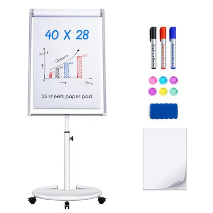 Maxtek Whiteboard on Wheels 40 x 28 in, Magnetic Rolling Dry Erase Easel