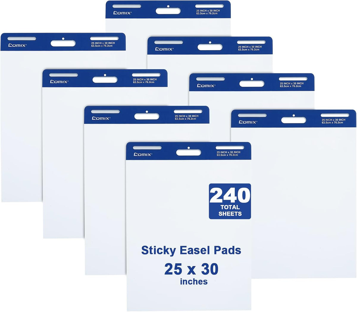 Comix Sticky Easel Pad, 25 x 30 Inch Flip Chart, 30 Sheets/Pad, 8 Pads