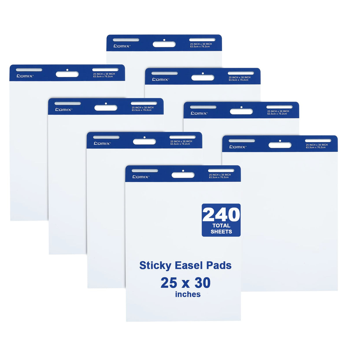 Comix Sticky Easel Pad, 25 x 30 Inches Flip Chart Paper for Teachers, Large Self Stick Easel Paper, 30 Sheets/Pad, 2 Pads/Pack