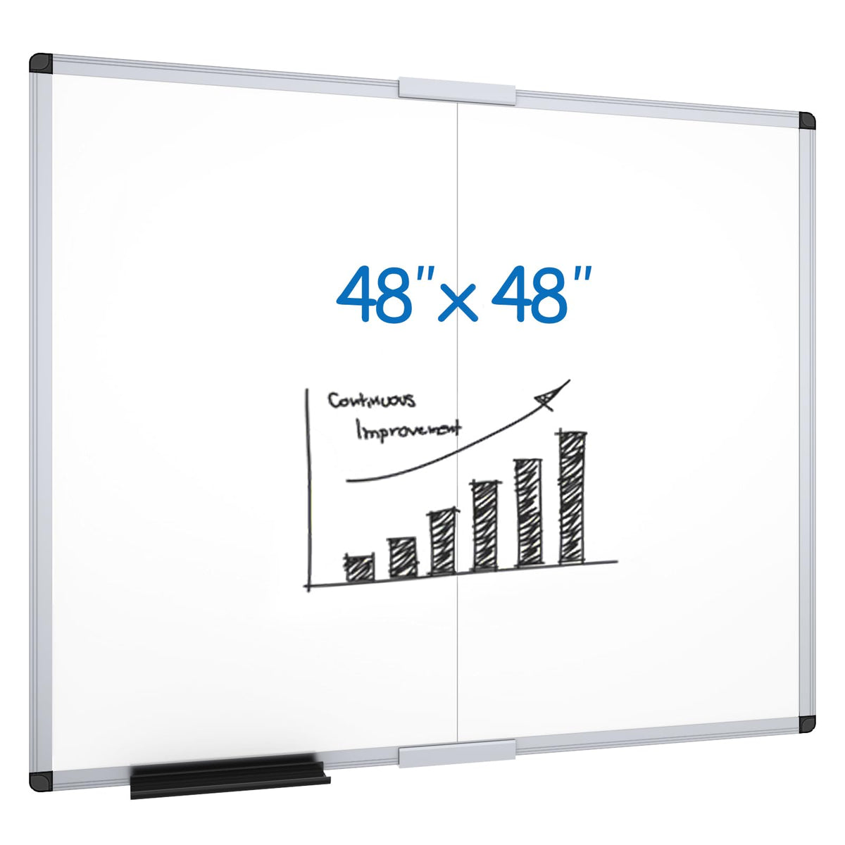 VIZ-PRO Dry Erase Board/Magnetic White Board, 48 X 32 Inches, Silver Aluminium Frame