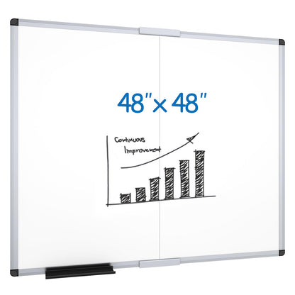 VIZ-PRO Dry Erase Board/Magnetic White Board, 48 X 32 Inches, Silver Aluminium Frame